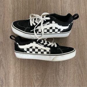 Old School Laced Black & White Checkered Vans